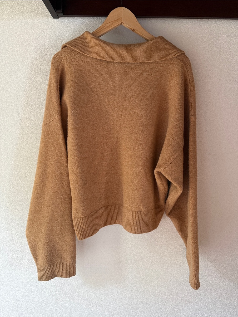 ASTR the Label Cropped Collared Polo Pullover Sweater, Camel, Size XL - Picture 4 of 7